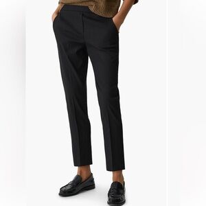 Theory Treeca Pull-On Cropped Pants Black Size 0 Linen Blend 26” Inseam